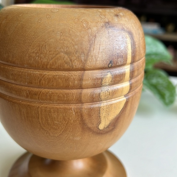 Vintage Wood Pedestal Vase Decor - Picture 10 of 14